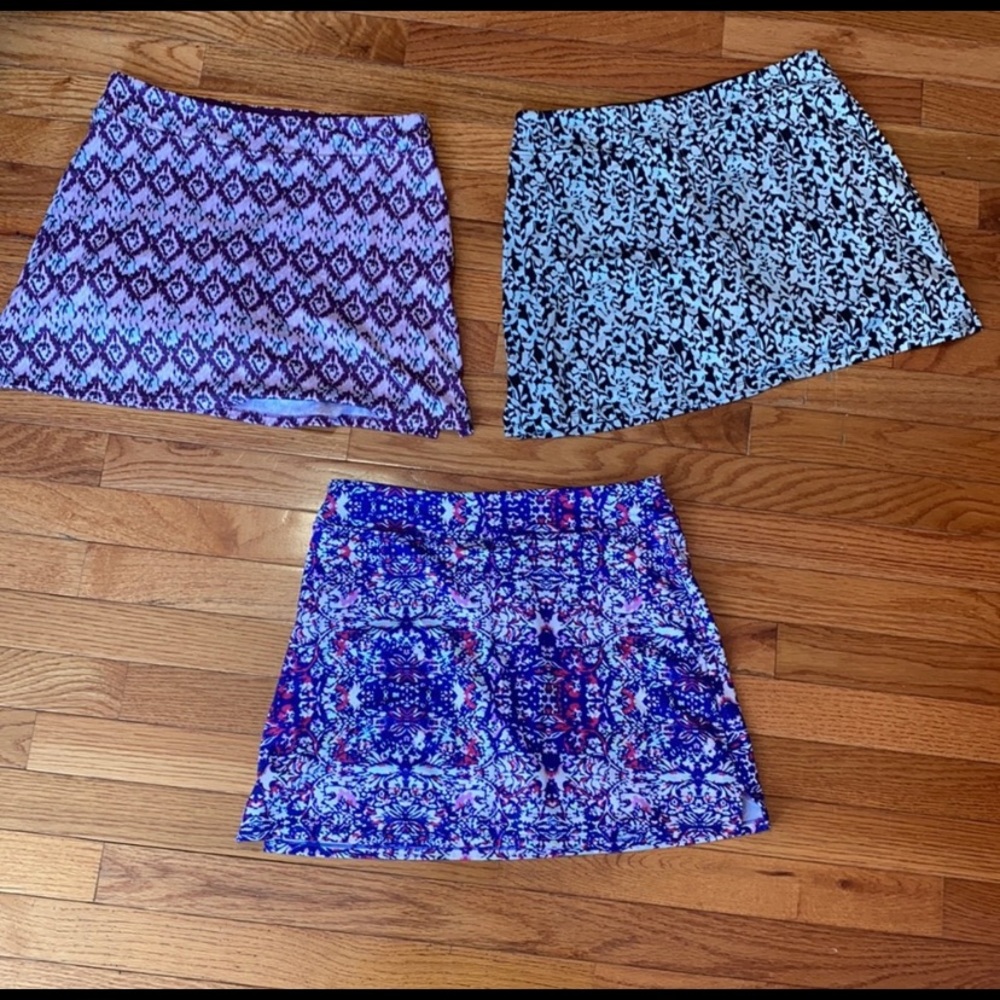 Three patterned skorts